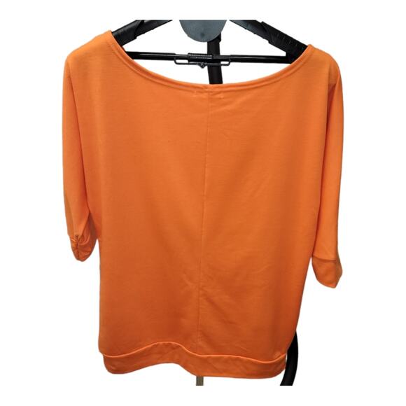 For G and PL Women's Pumpkin Top Size Large Orange with Face 3/4 Sleeves - Picture 2 of 7
